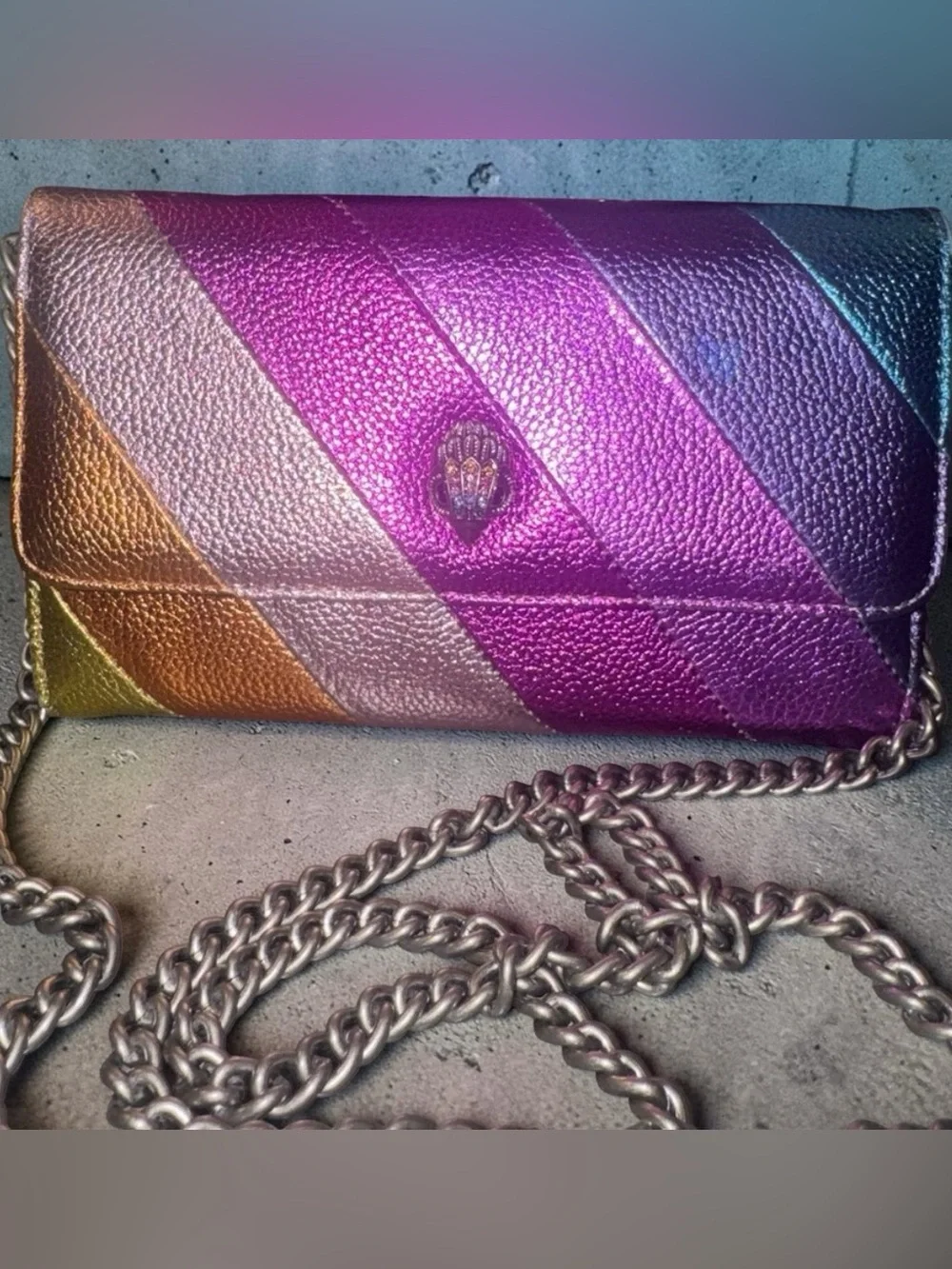 Kurt Geiger metallic Chevron multicolor shoulder Crossbody bag